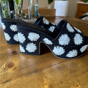 Kate Spade Black and White Floral Mules